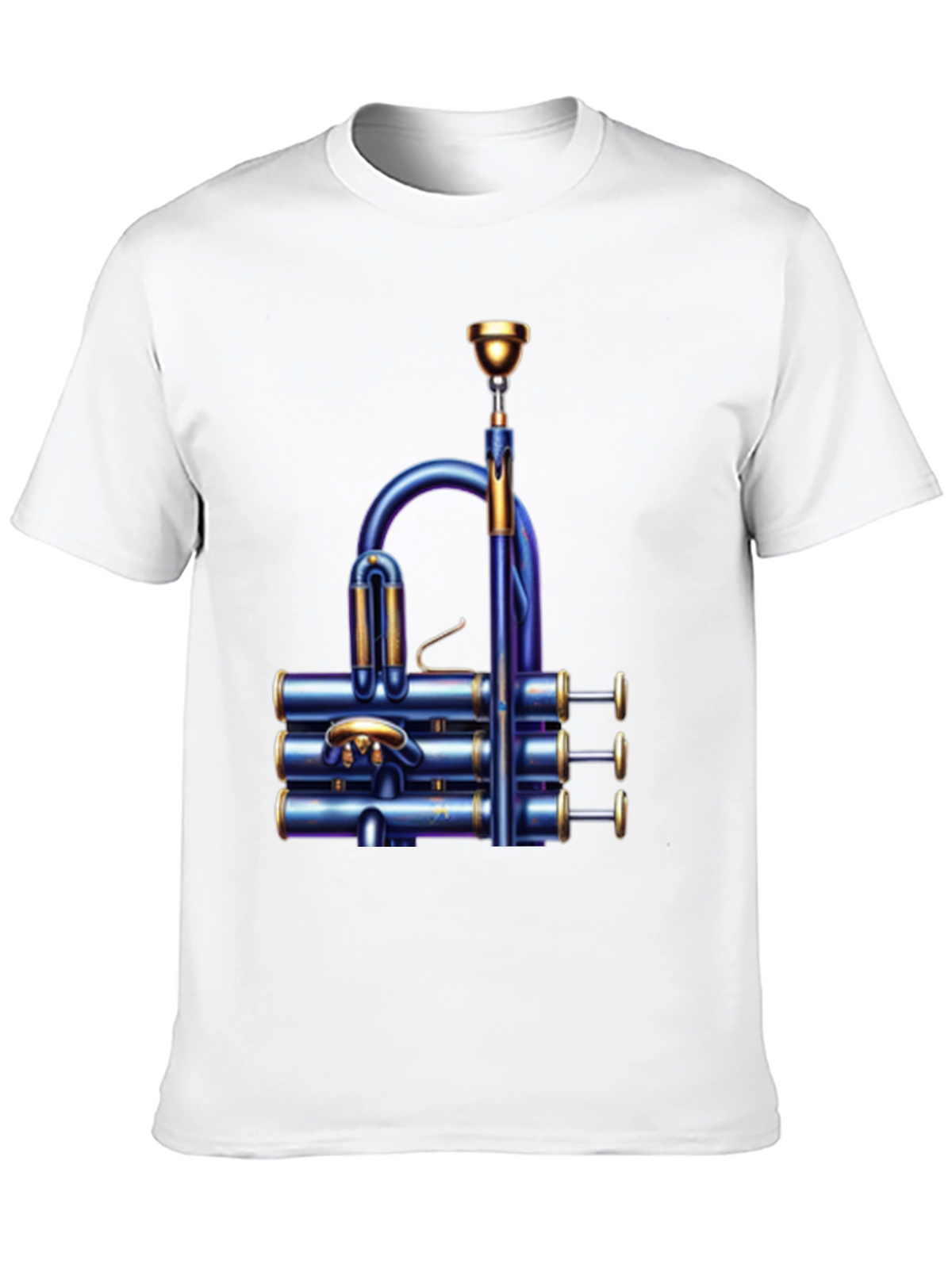 Unique Blue Trumpet Graphic T-Shirt