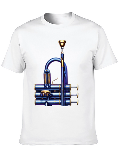 Unique Blue Trumpet Graphic T-Shirt