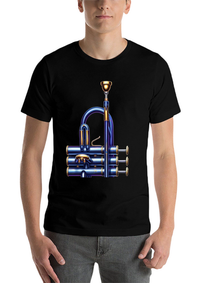 Unique Blue Trumpet Graphic T-Shirt