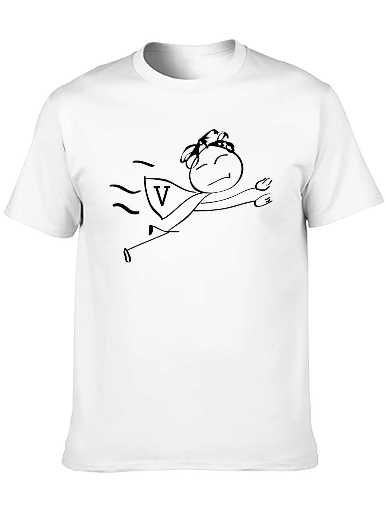 Superhero Stick Figure Black T-Shirt