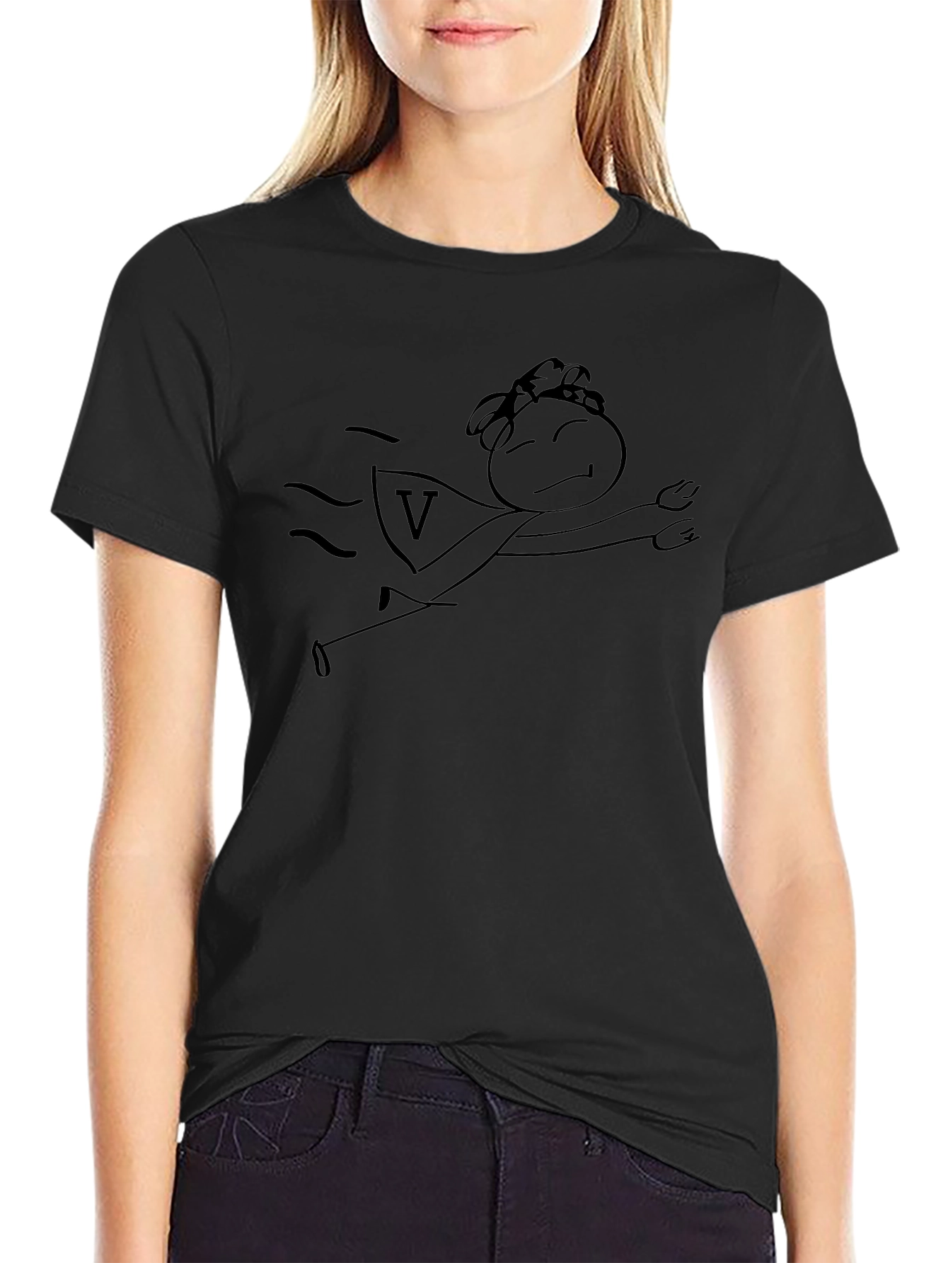 Superhero Stick Figure Black T-Shirt