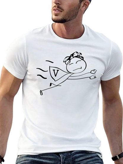 Superhero Stick Figure Black T-Shirt