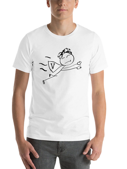 Superhero Stick Figure Black T-Shirt