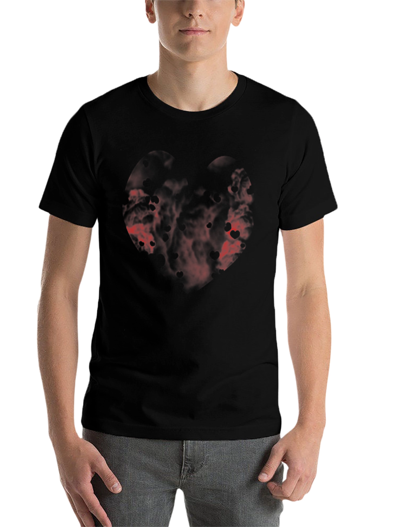 Black T-Shirt with Abstract Red Design