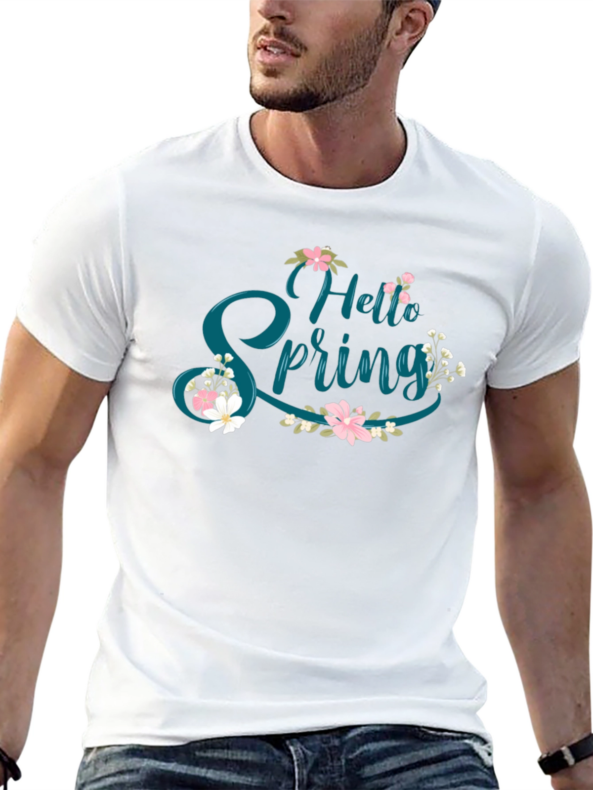 Hello Spring T-Shirt - Floral Design