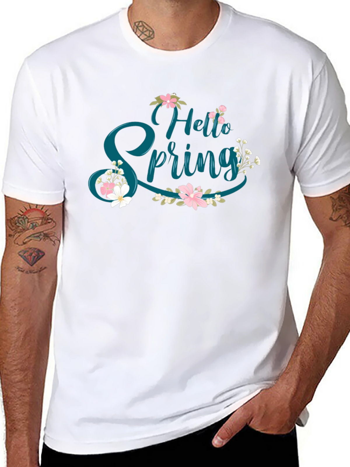 Hello Spring T-Shirt - Floral Design