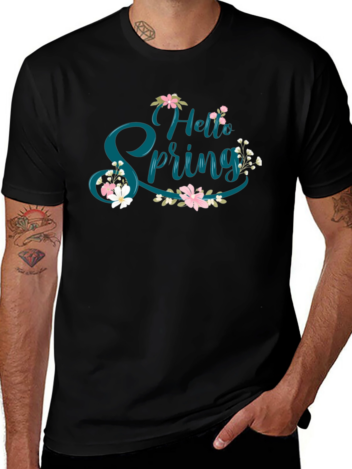 Hello Spring T-Shirt - Floral Design