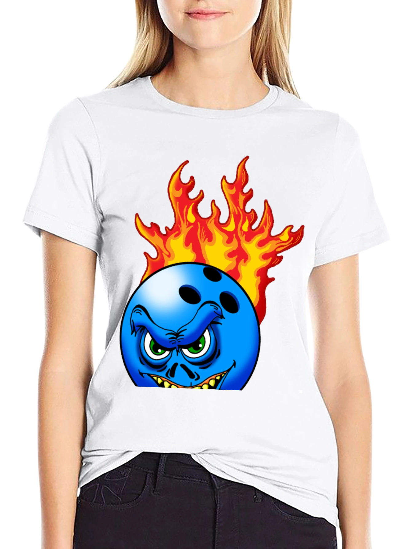Fiery Bowling Ball Graphic Tee