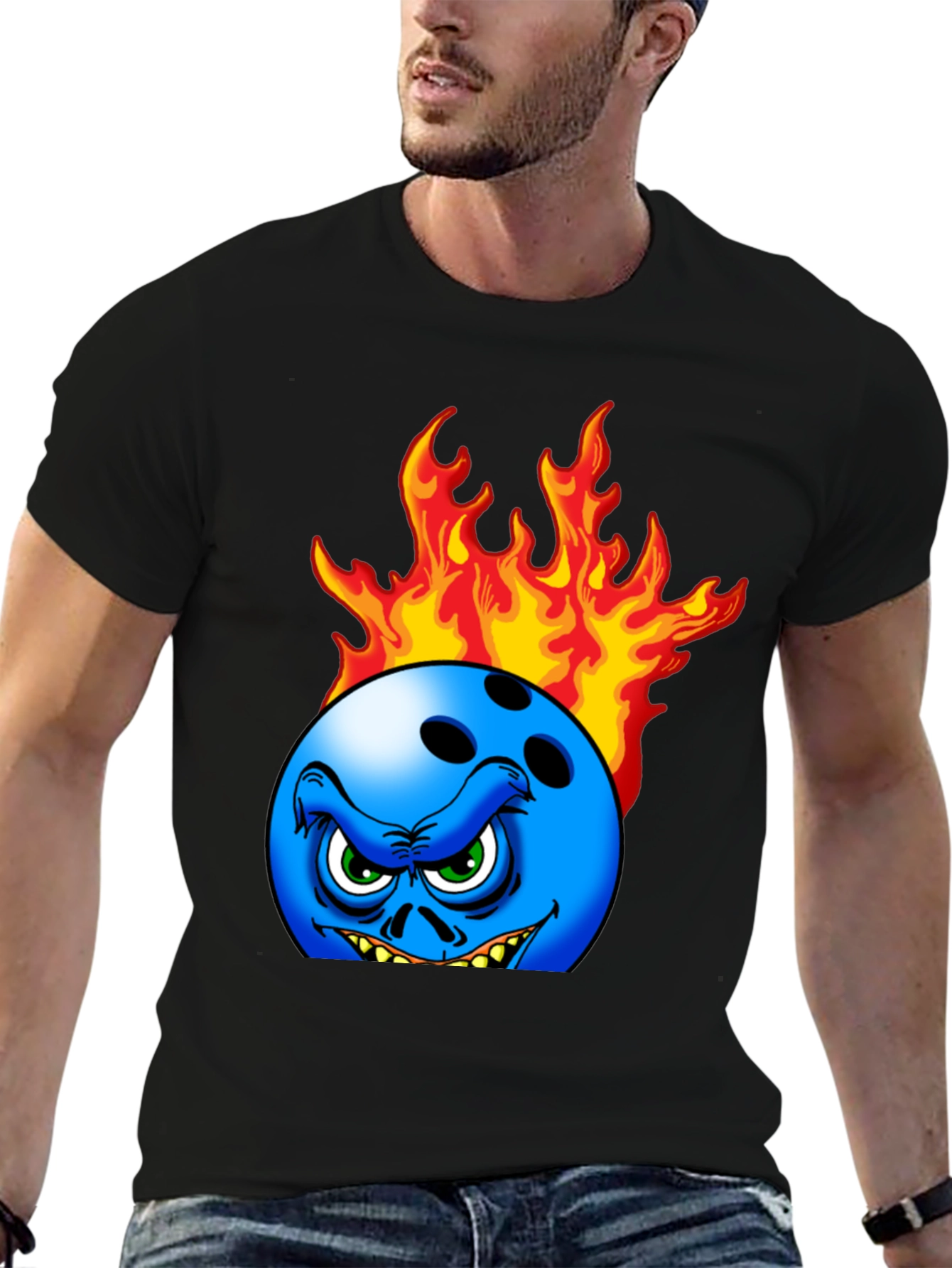Fiery Bowling Ball Graphic Tee