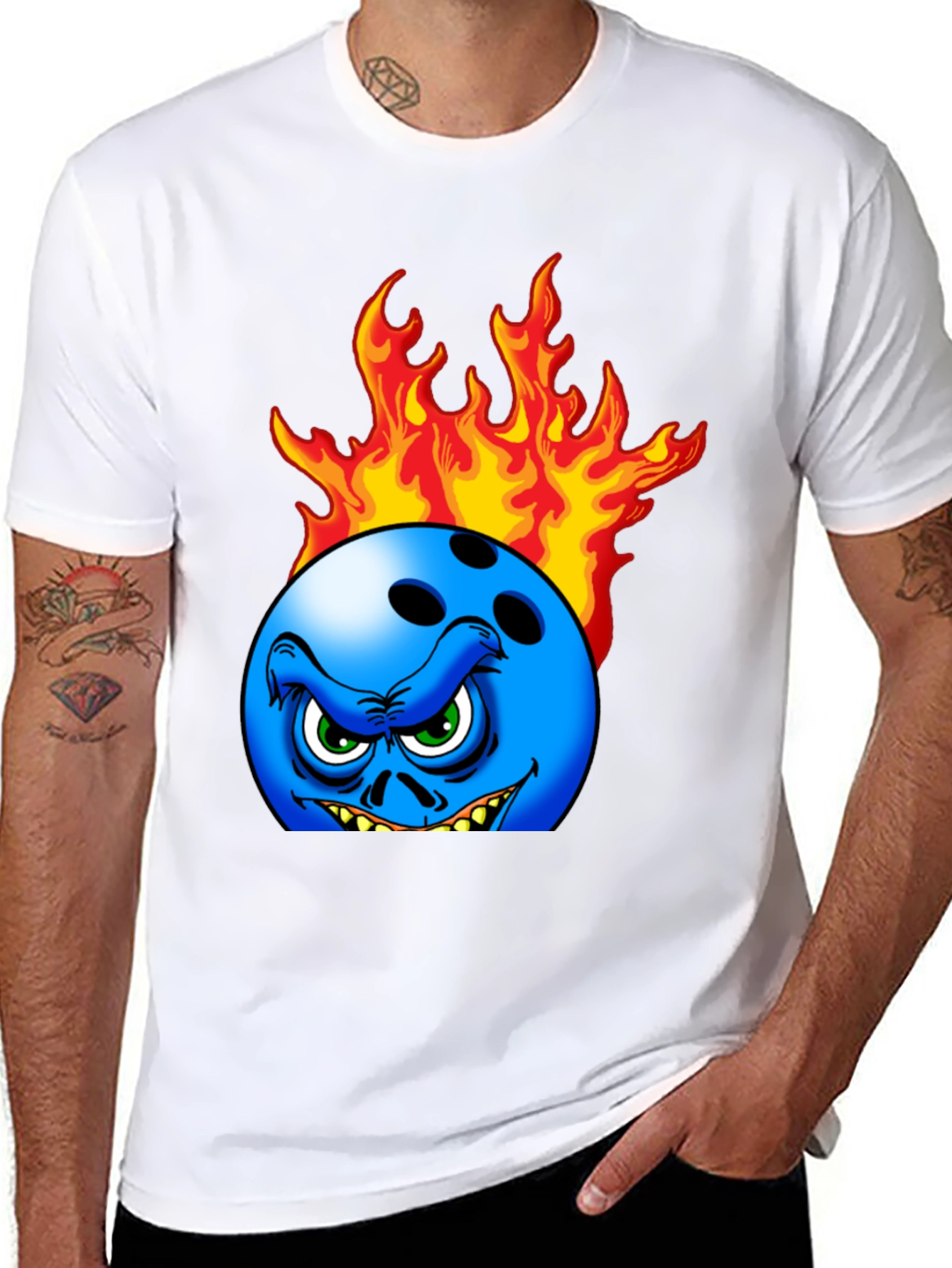 Fiery Bowling Ball Graphic Tee