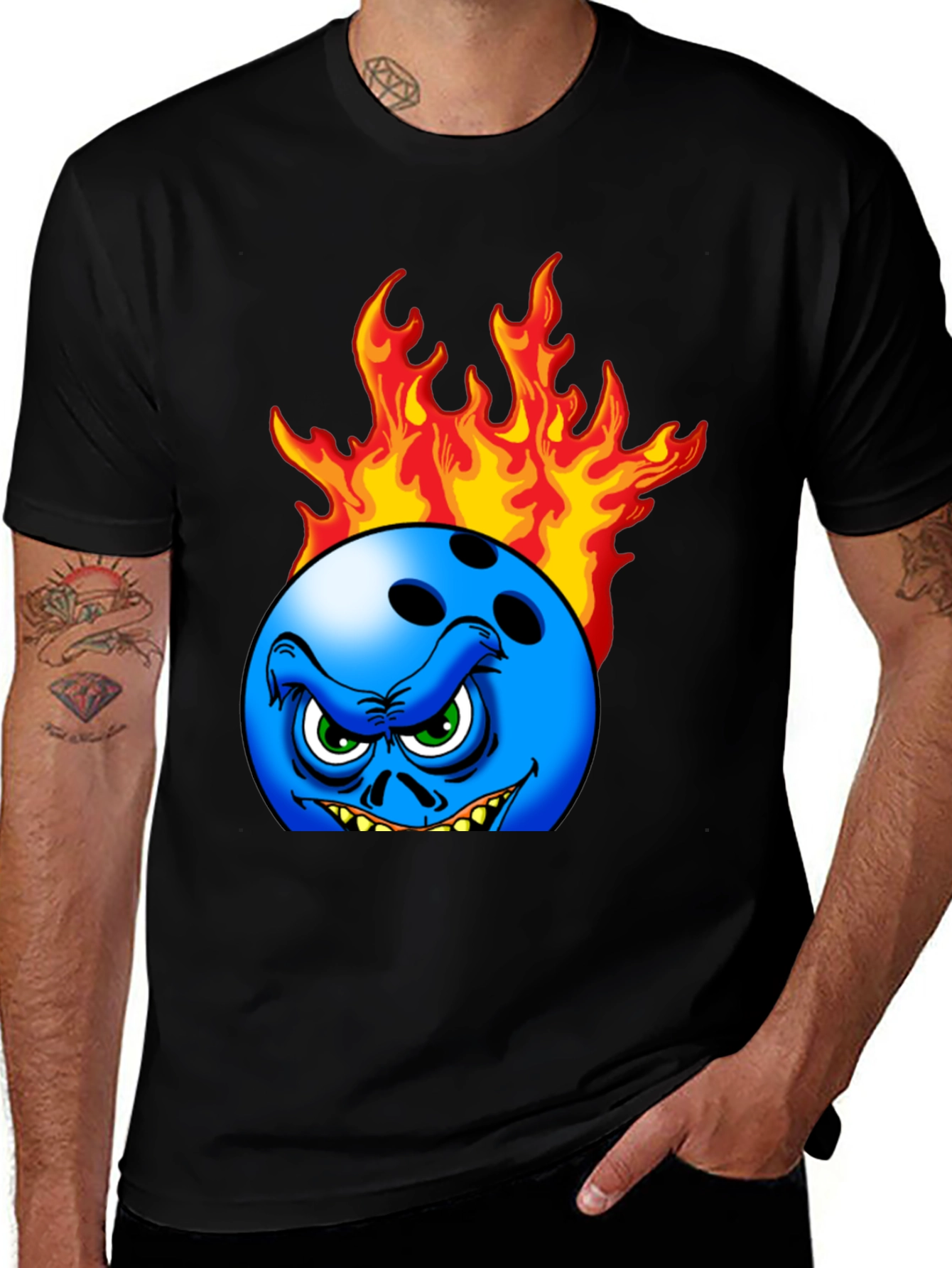 Fiery Bowling Ball Graphic Tee