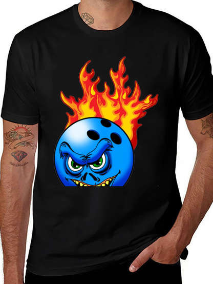 Fiery Bowling Ball Graphic Tee