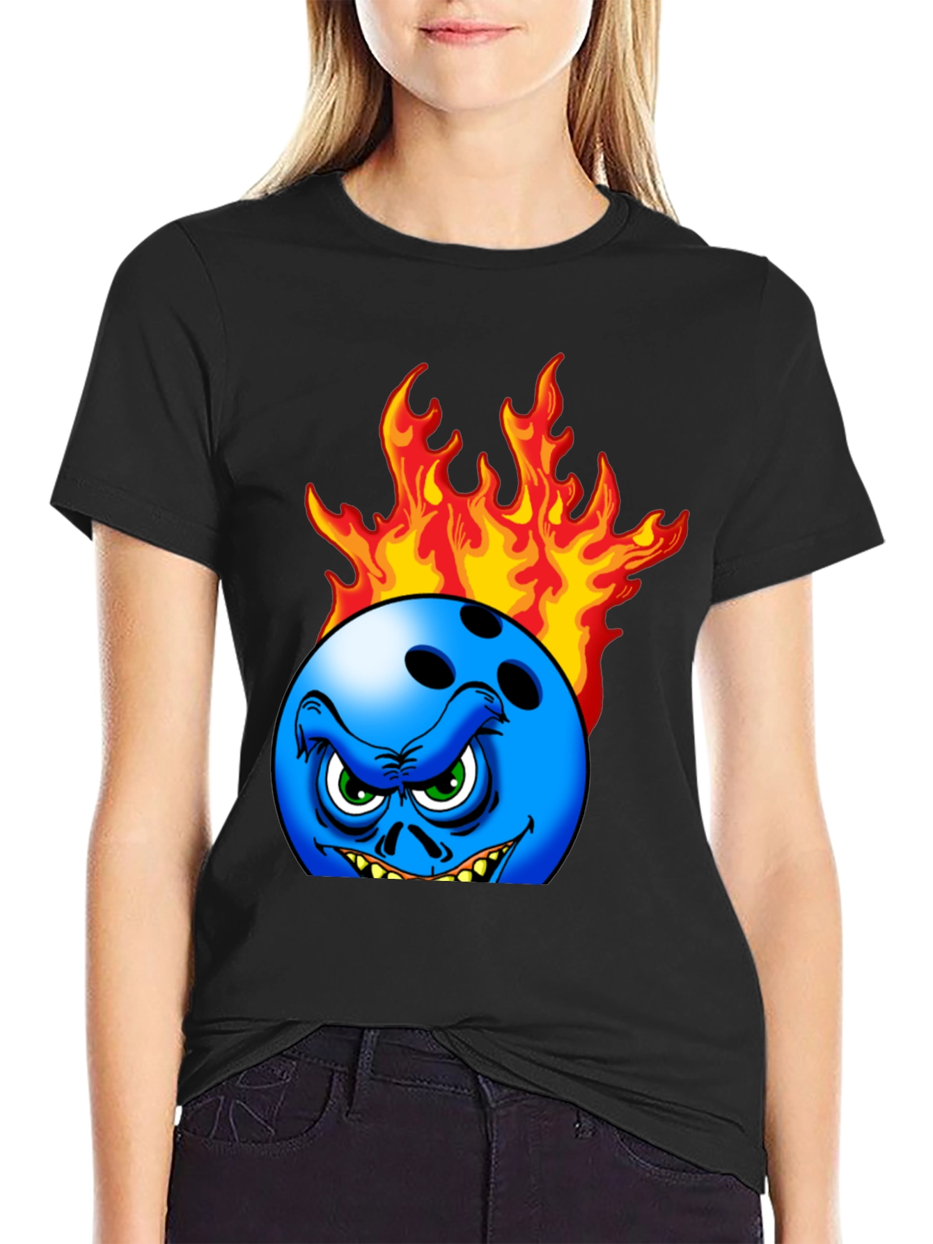 Fiery Bowling Ball Graphic Tee