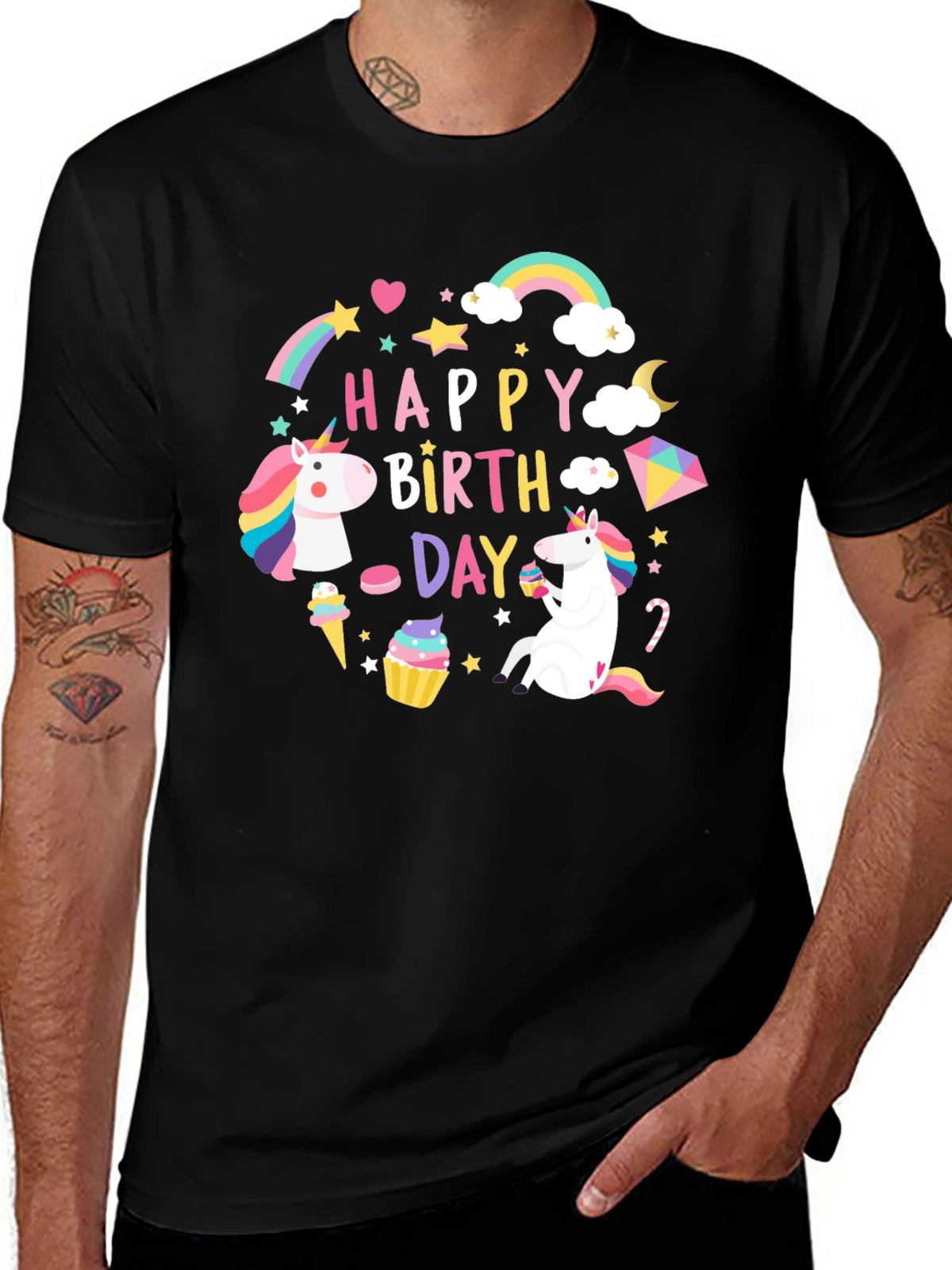 Happy Birthday Unicorn Graphic T-Shirt