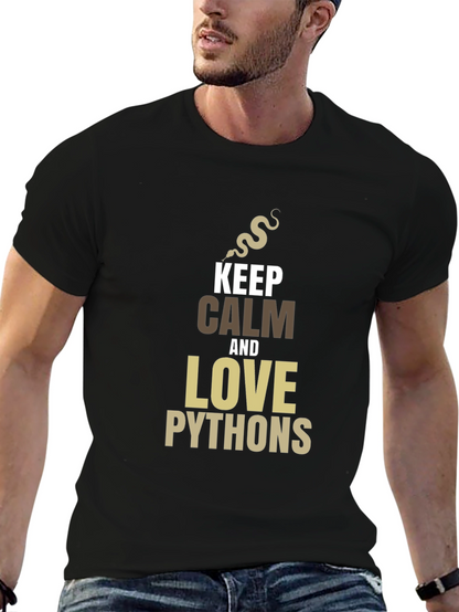 Keep Calm and Love Pythons Black T-Shirt