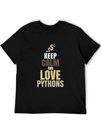 Keep Calm and Love Pythons Black T-Shirt