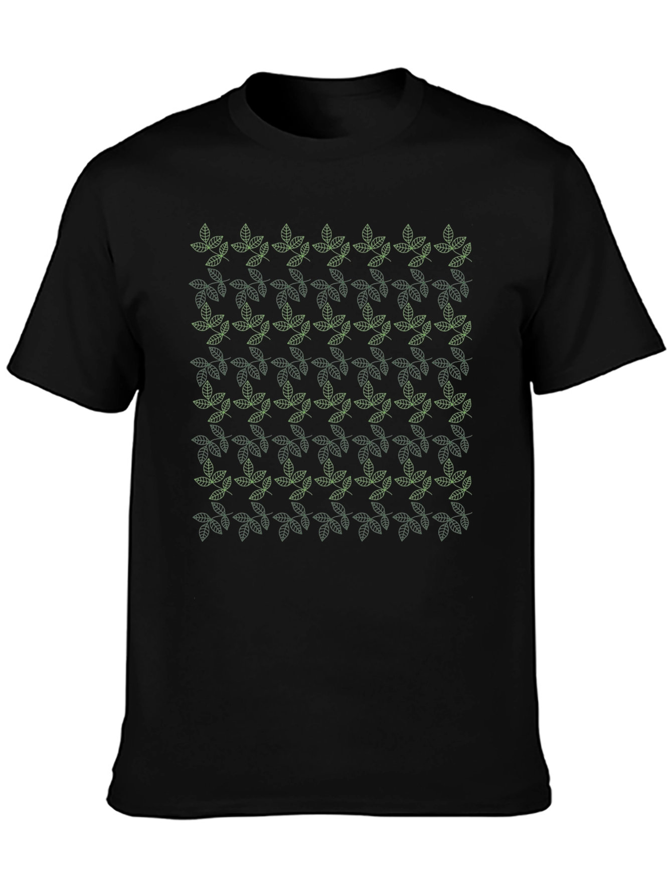 Leaf Pattern Black T-Shirt