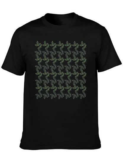 Leaf Pattern Black T-Shirt