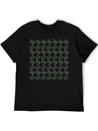 Leaf Pattern Black T-Shirt