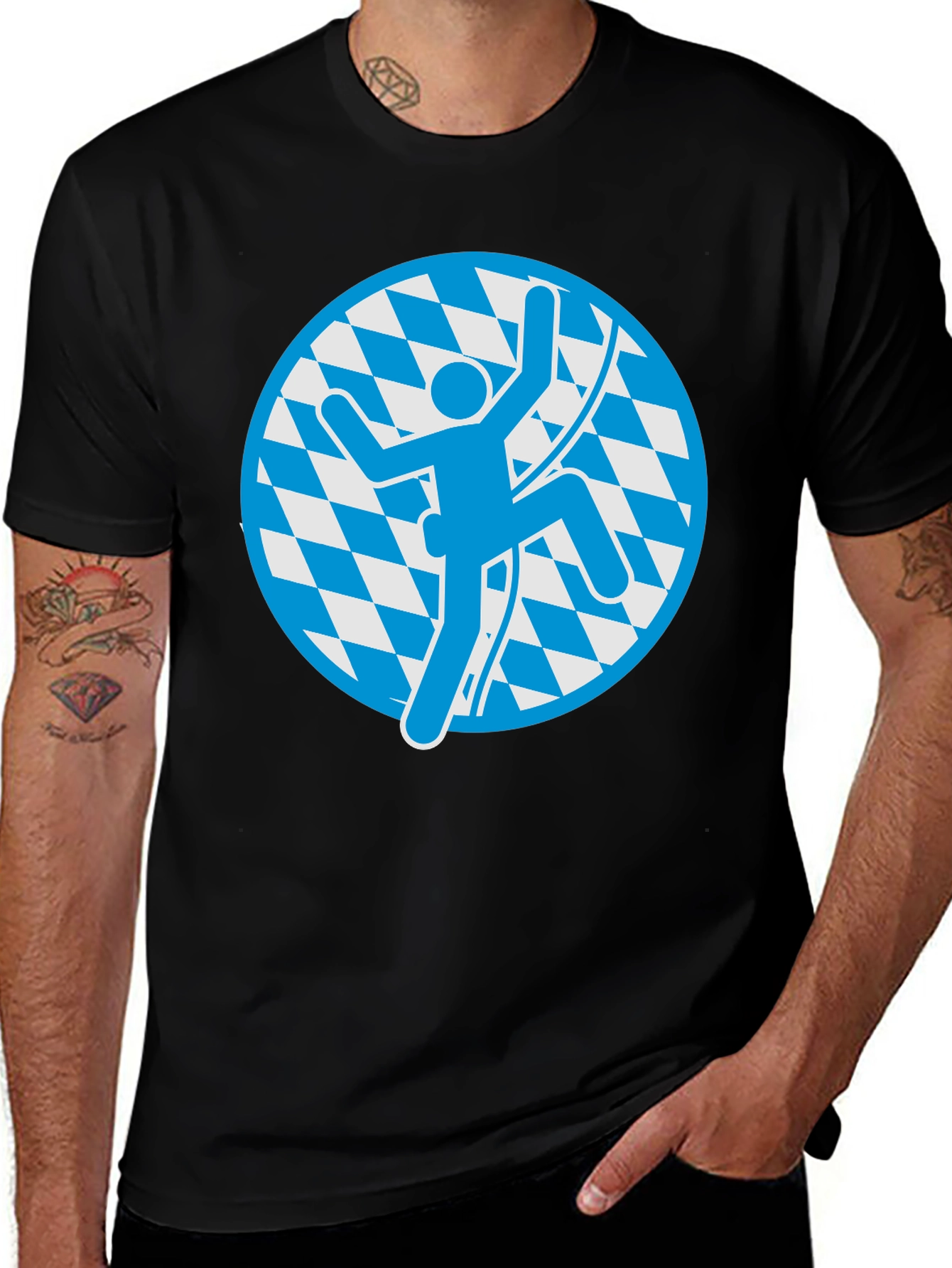 Climbing Bavarian T-Shirt - Black Cotton Tee