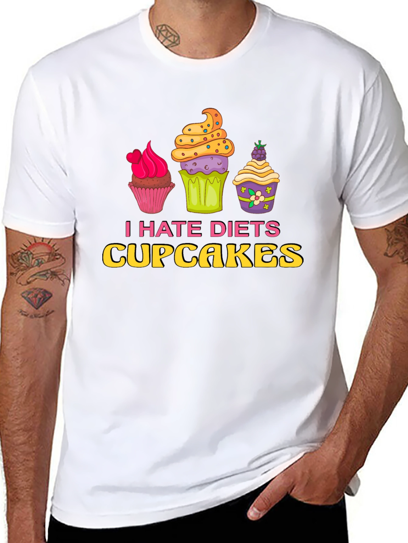 I Hate Diets Cupcakes Funny Graphic T-Shirt