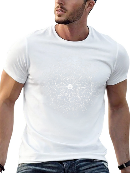 Geometric Mandala Graphic Tee - Black Cotton Blend