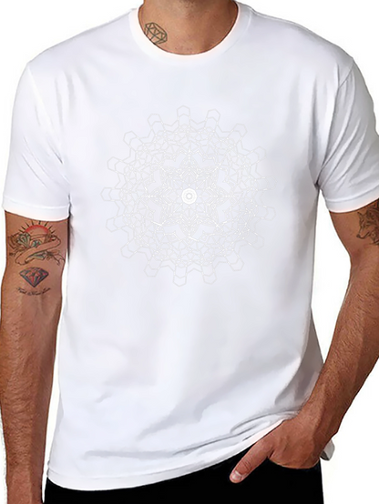 Geometric Mandala Graphic Tee - Black Cotton Blend
