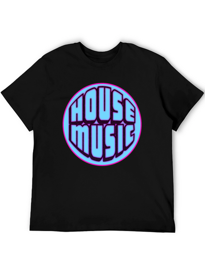 House Music Graphic Tee - Vibrant Design Black T-Shirt
