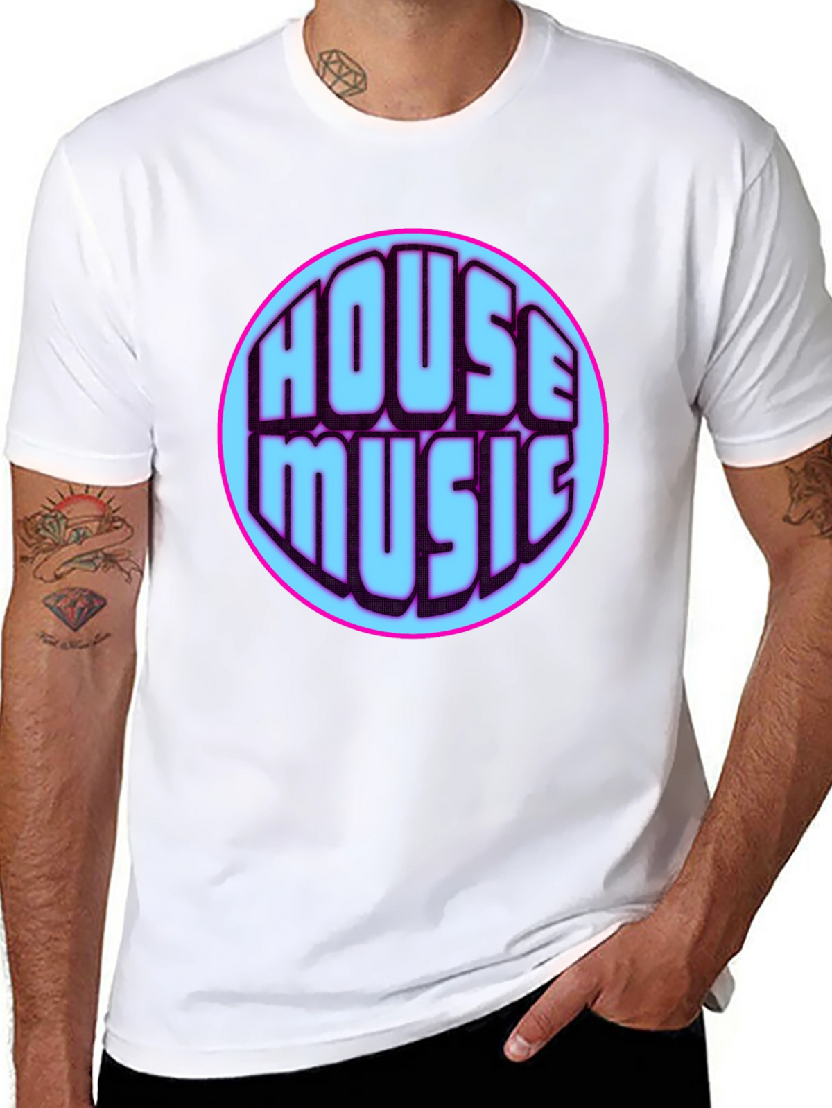 House Music Graphic Tee - Vibrant Design Black T-Shirt