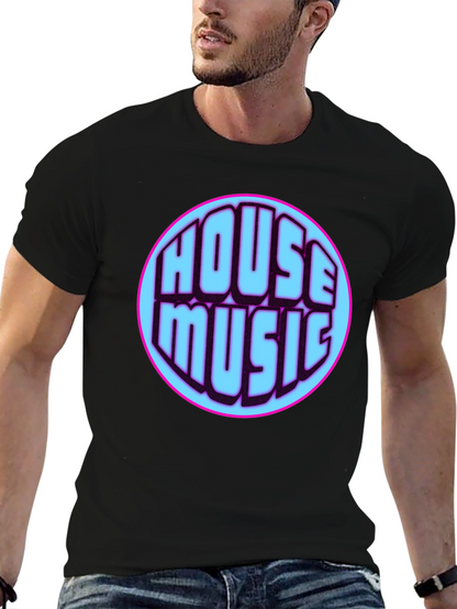 House Music Graphic Tee - Vibrant Design Black T-Shirt