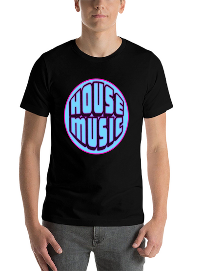 House Music Graphic Tee - Vibrant Design Black T-Shirt