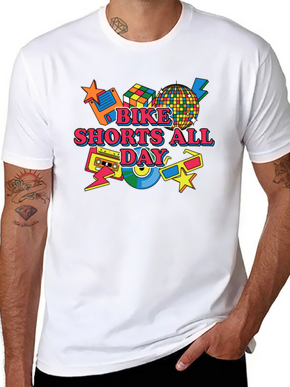Bike Shorts All Day Retro 80s T-Shirt