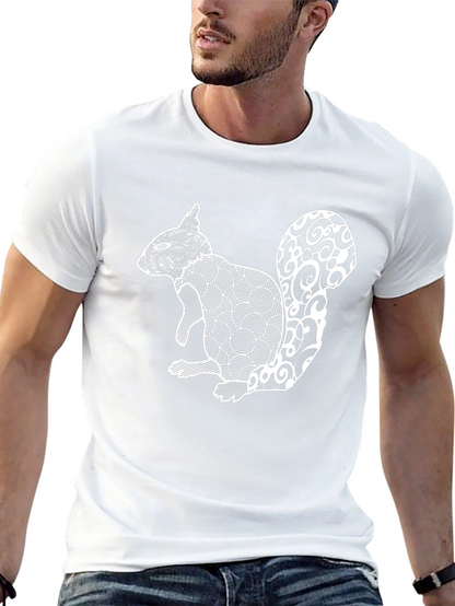 Abstract Squirrel Graphic Print Tee - Black