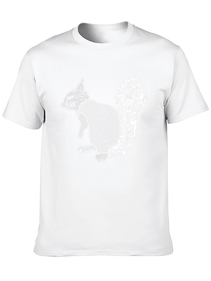 Abstract Squirrel Graphic Print Tee - Black