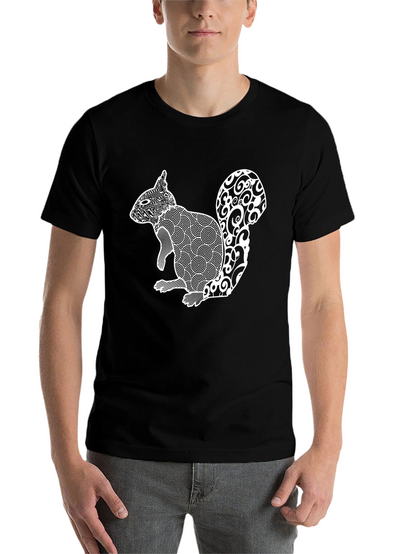 Abstract Squirrel Graphic Print Tee - Black