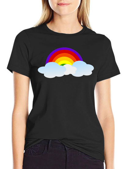 Rainbow Cloud Graphic Black T-Shirt