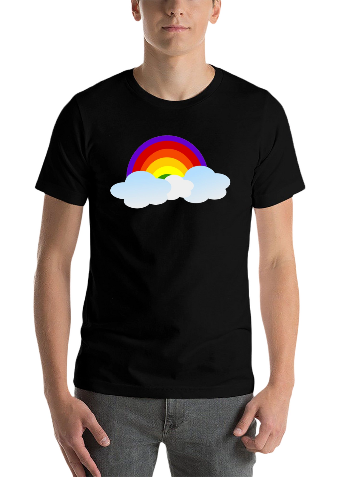 Rainbow Cloud Graphic Black T-Shirt