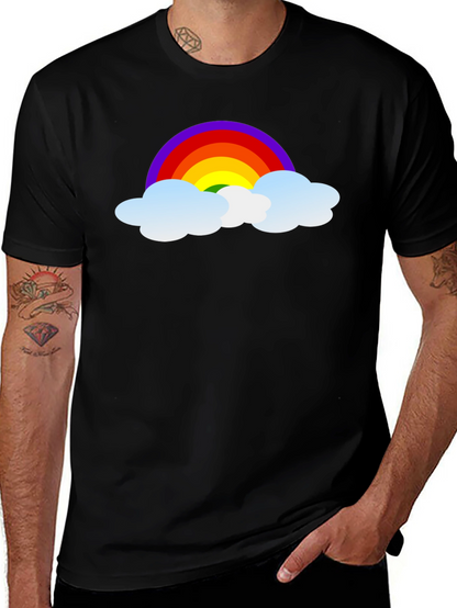 Rainbow Cloud Graphic Black T-Shirt