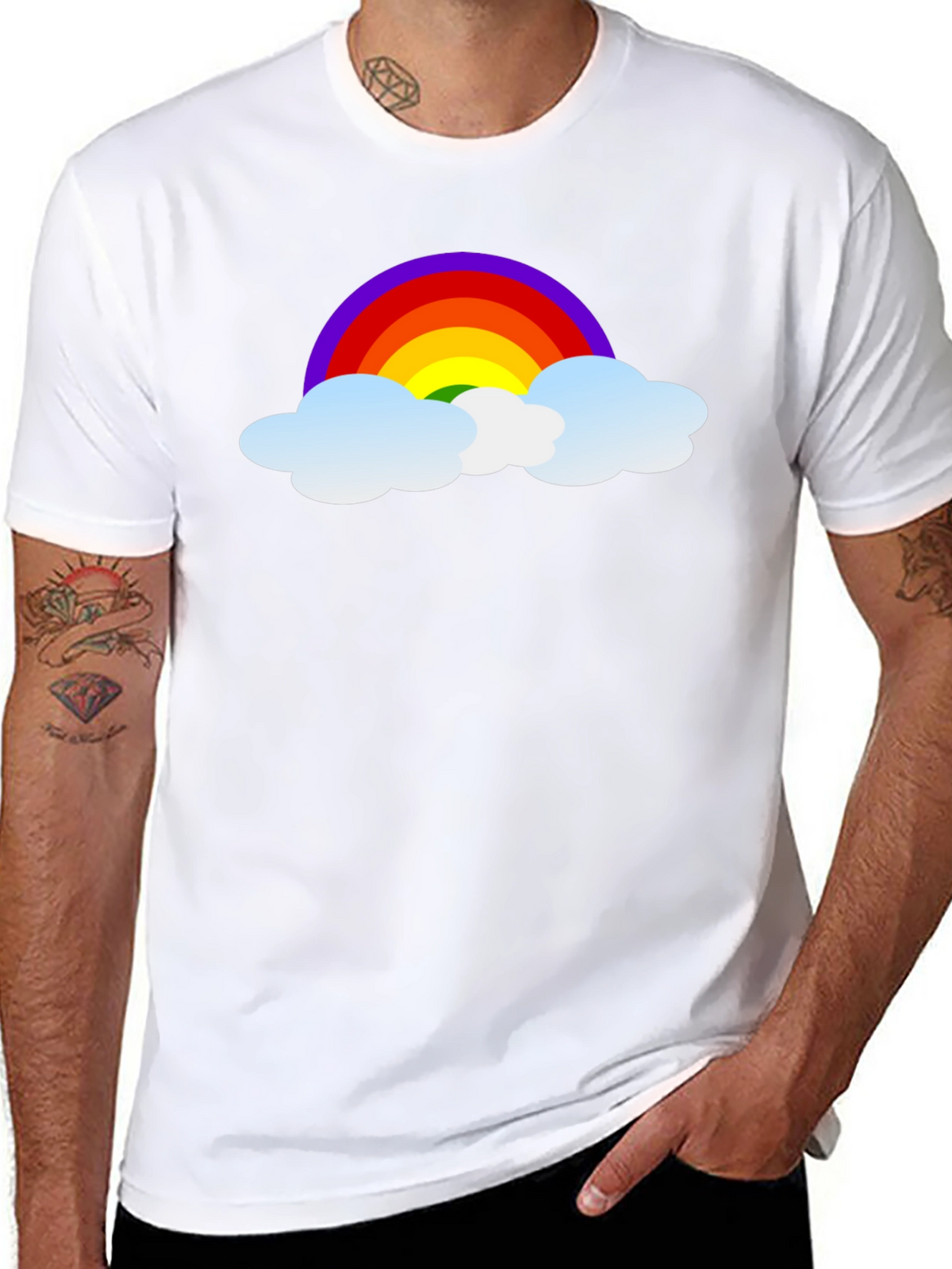 Rainbow Cloud Graphic Black T-Shirt