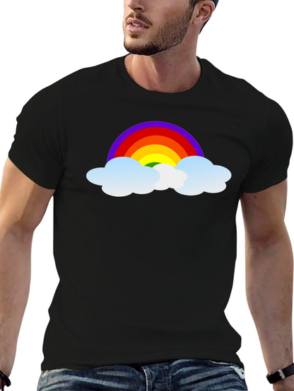Rainbow Cloud Graphic Black T-Shirt