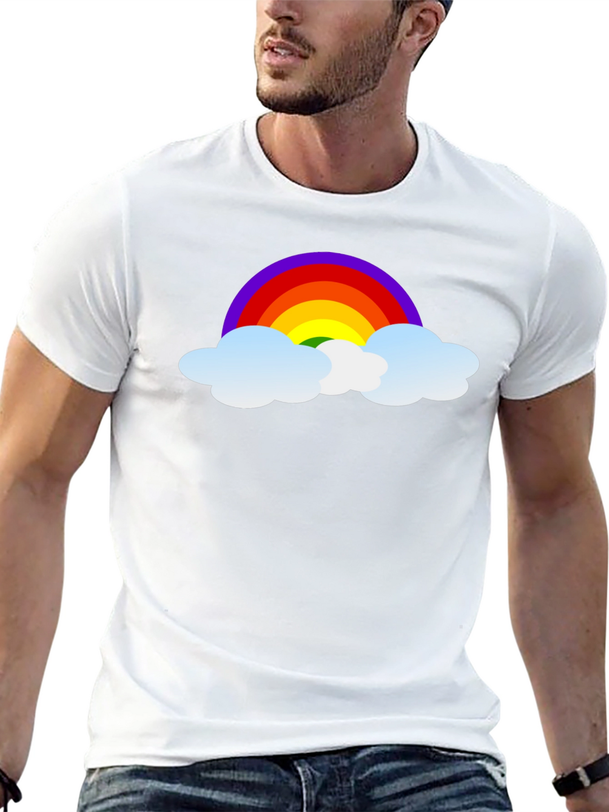 Rainbow Cloud Graphic Black T-Shirt