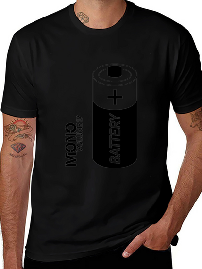 Battery Graphic Print Black T-Shirt