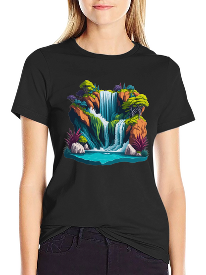 Waterfall Graphic Tee - Nature Scene Shirt
