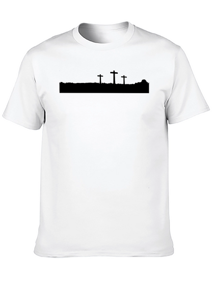 Mens Black Silhouette Cross Graphic T-Shirt