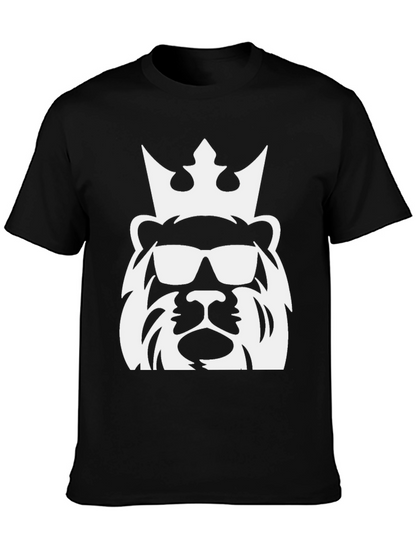 Cool Lion King Graphic Tee - Black
