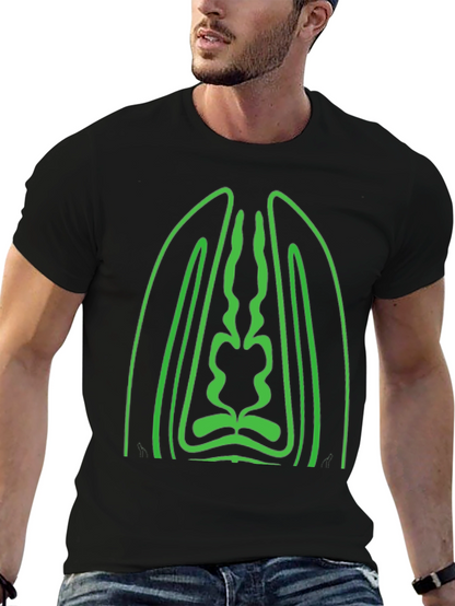Geometric Green Graphic Black T-Shirt