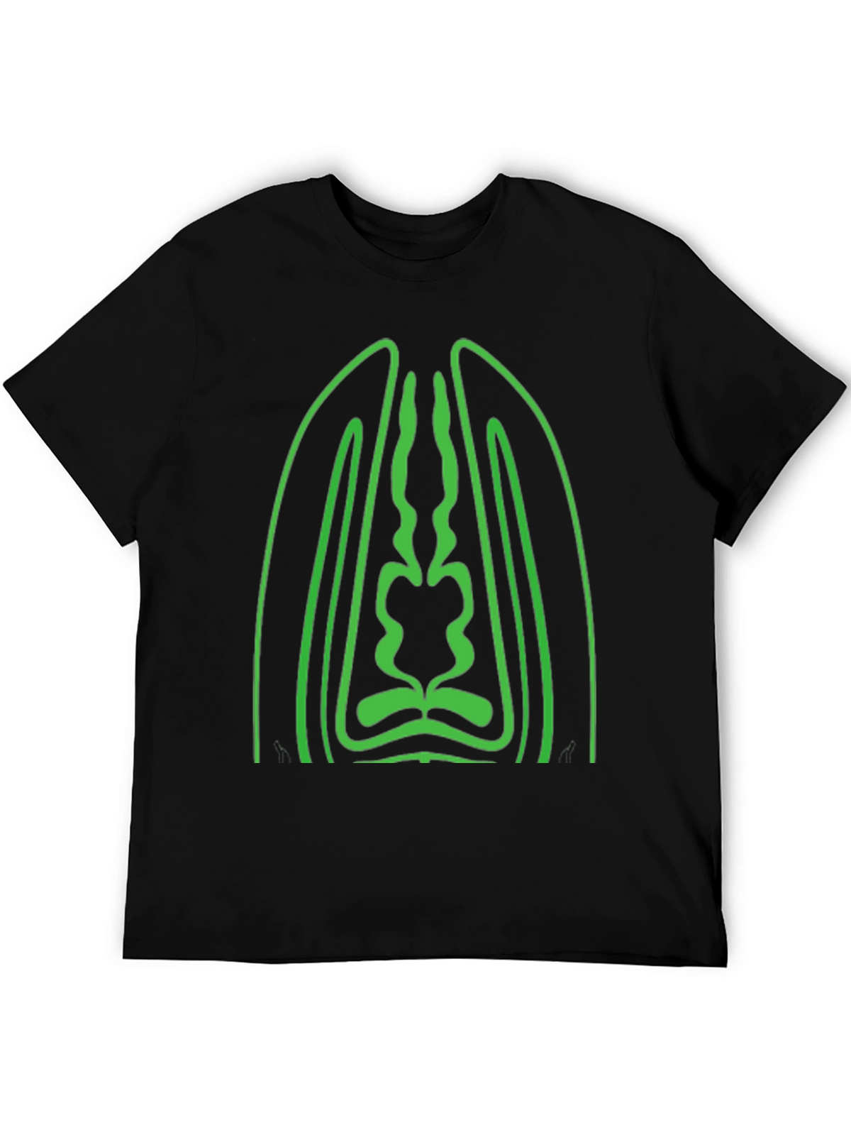 Geometric Green Graphic Black T-Shirt