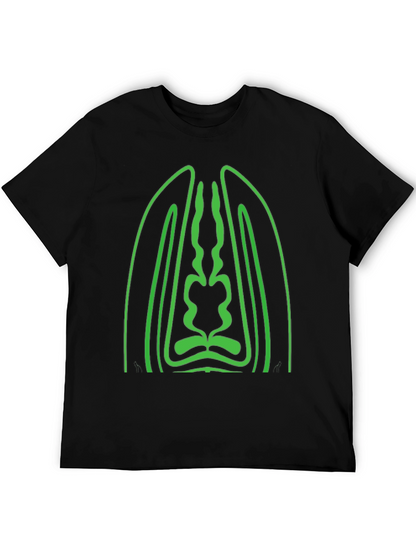 Geometric Green Graphic Black T-Shirt