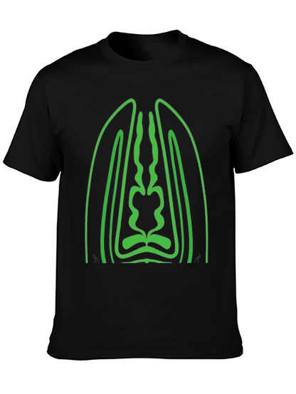 Geometric Green Graphic Black T-Shirt