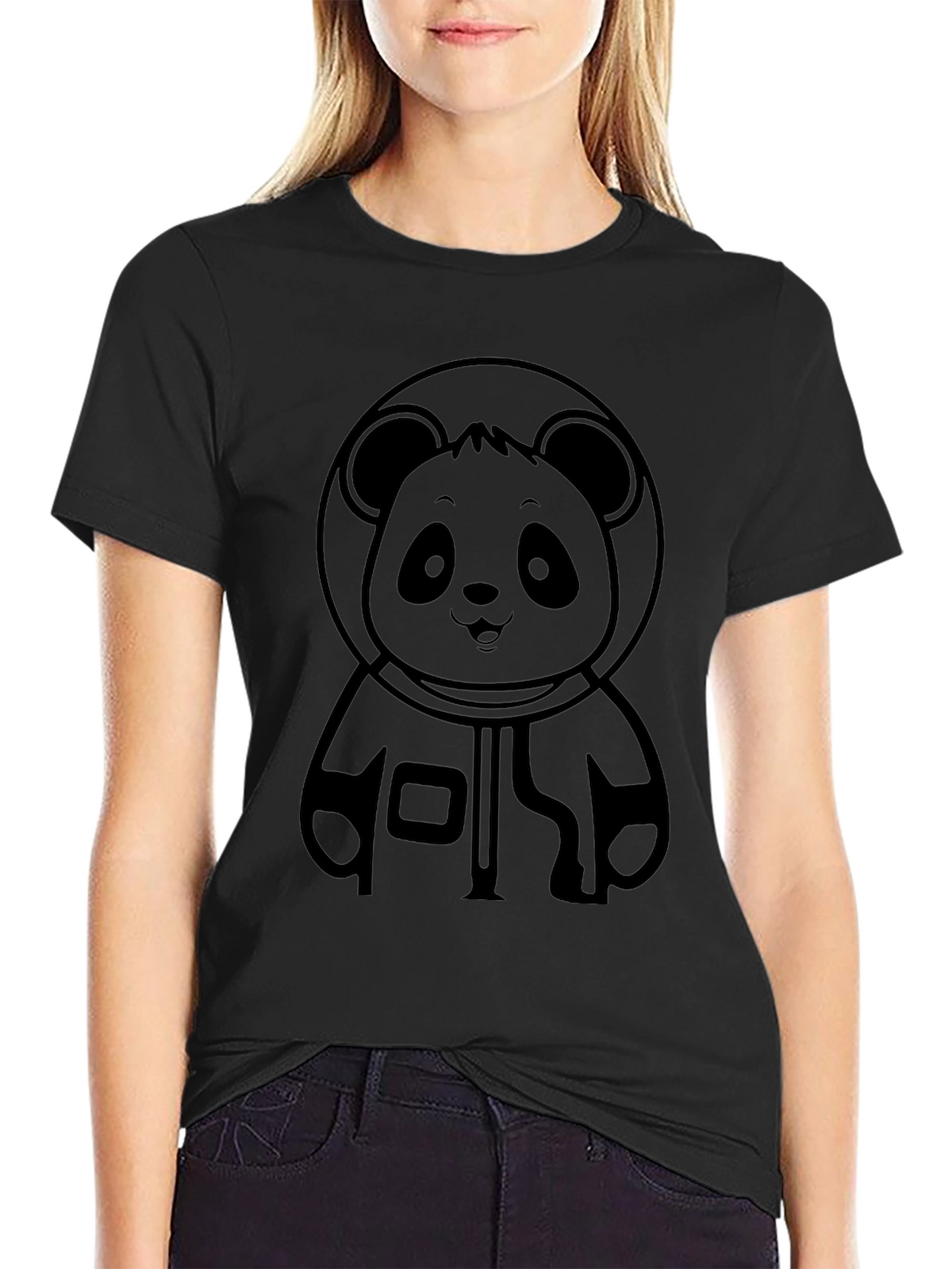 Panda Astronaut Black Graphic Tee